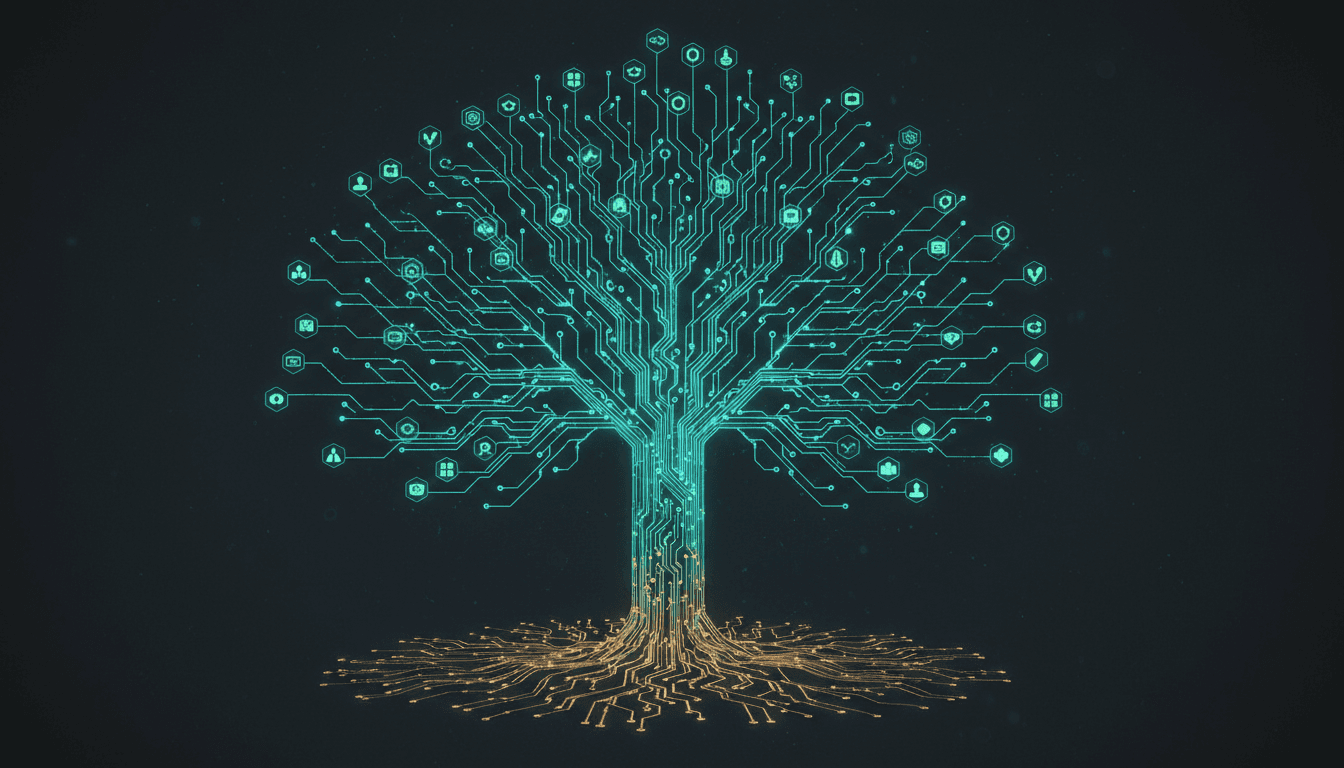 Arbre de circuits ramifiés représentant l'écosystème no-code open source